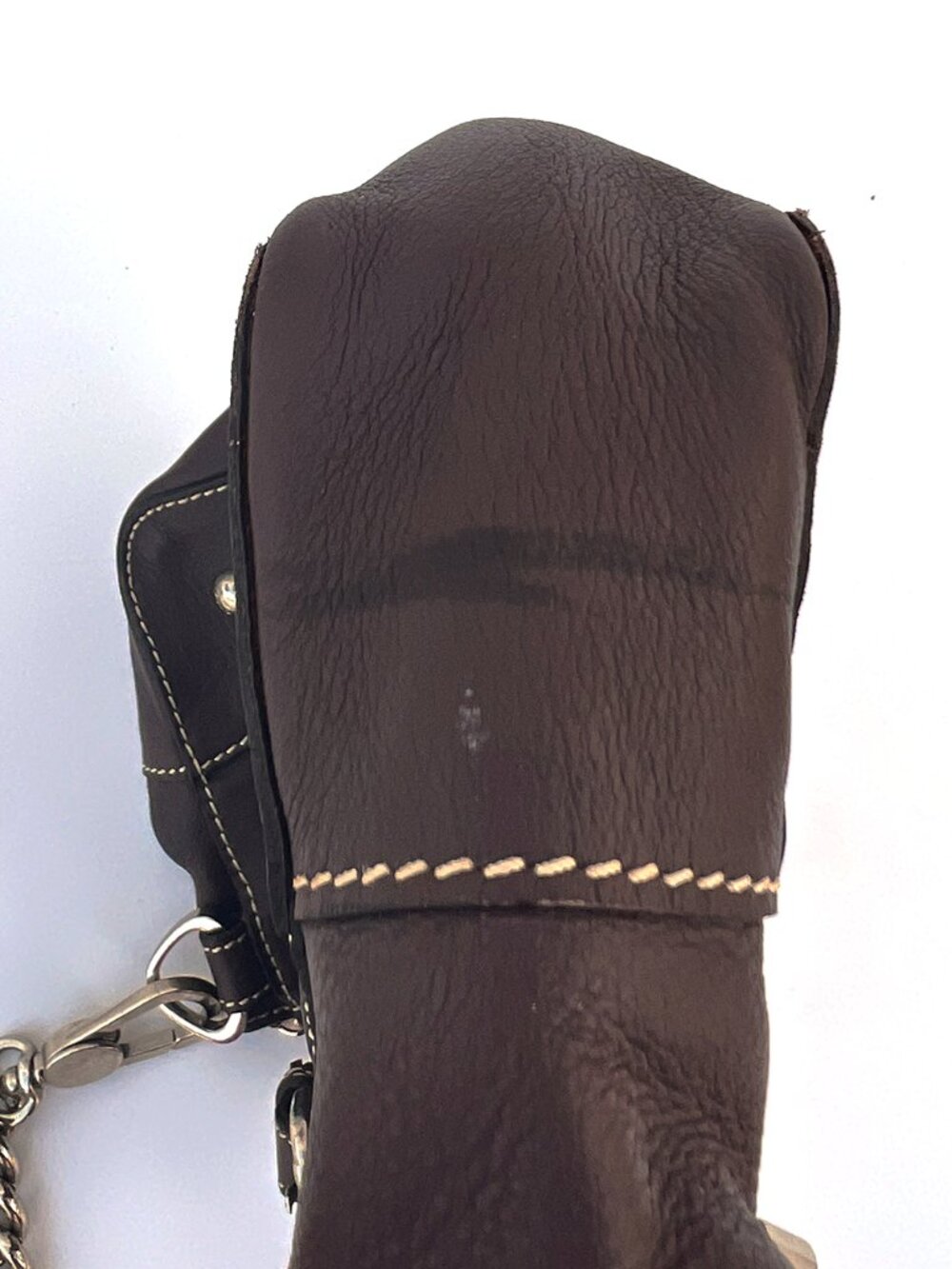 Authentic DOLCE & GABBANA Y2K Plaque Chain Shoulder Bag Chocolate Leather Milan - Picture 13 of 13